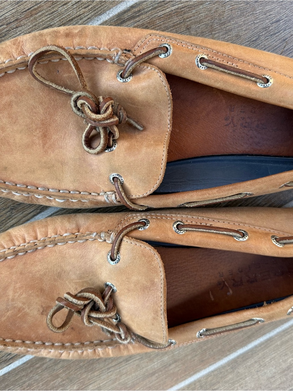 Sperry Tan Leather Moc Toe 2-Eye Boat Shoes